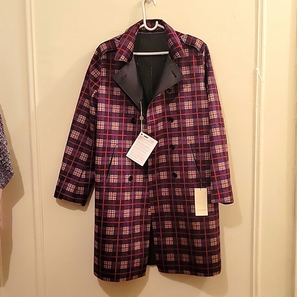 Liviana Conti Plaid Trench Coat Reversable NWT - Picture 1 of 11